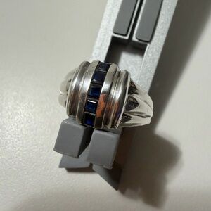 Sterling Silver Ring with Blue Accents